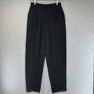 Due Per Due Womens Dress Pants 100% Silk 8 Black Pockets Vintage Quiet Luxury